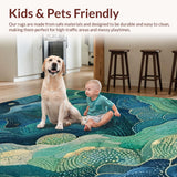 Ultra Soft Area Rug, Non Slip, Stain Resistant, Washable Area Rugs for Living Room, Bedroom, Deep Sea Rug Abstract Marine Life Carpet(Blue)