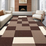 Ultra Soft Area Rug, Non Slip, Stain Resistant, Washable Area Rugs for Living Room, Bedroom, Dynamic Stylish Monochrome Check Design(Brown)