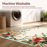Ultra Soft Area Rug, Non Slip, Stain Resistant, Washable Area Rugs for Living Room, Bedroom, Radiant Soft Green Blossom Theme(Beige)