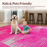 Ultra Soft Area Rug, Non Slip, Stain Resistant, Washable Area Rugs for Living Room, Bedroom, Playful Modern Wildlife Style(Pink)