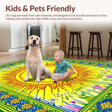 Ultra Soft Area Rug, Non Slip, Stain Resistant, Washable Area Rugs for Living Room, Bedroom, Joyful Abstract Sunburst Theme(Yellow)