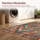 Ultra Soft Area Rug, Non Slip, Stain Resistant, Washable Area Rugs for Living Room, Bedroom, Cozy Earthy Toned Medallion Style(Orange)