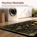 Ultra Soft Area Rug, Non Slip, Stain Resistant, Washable Area Rugs for Living Room, Bedroom, Necromancer's Study Rug Collection - Arcane Floor Art - Dark Academia(Black)