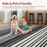 Ultra Soft Area Rug, Non Slip, Stain Resistant, Washable Area Rugs for Living Room, Bedroom, Scandinavian Minimalist Rug With Graphic Linear Design(Black)