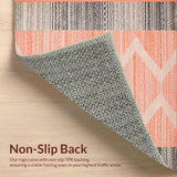 Ultra Soft Area Rug, Non Slip, Stain Resistant, Washable Area Rugs for Living Room, Bedroom, Fresh Coastal Striped Appeal(Orange)