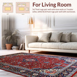 Ultra Soft Area Rug, Non Slip, Stain Resistant, Washable Area Rugs for Living Room, Bedroom, Rustic Red Geometric Charm(Red)