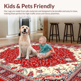 Ultra Soft Area Rug, Non Slip, Stain Resistant, Washable Area Rugs for Living Room, Bedroom, Vibrant Medallion Patterned Elegance(White)