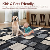 Ultra Soft Area Rug, Non Slip, Stain Resistant, Washable Area Rugs for Living Room, Bedroom, Rustic Modern Diamond Motif(Gray)