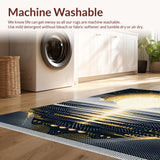 Ultra Soft Area Rug, Non Slip, Stain Resistant, Washable Area Rugs for Living Room, Bedroom, Whimsical Black Sunshine Pattern(Gold)