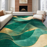 Ultra Soft Area Rug, Non Slip, Stain Resistant, Washable Area Rugs for Living Room, Bedroom, Chic Transitional Organic Forms(Green)