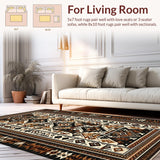 Ultra Soft Area Rug, Non Slip, Stain Resistant, Washable Area Rugs for Living Room, Bedroom, Stylish Contemporary Diamond Print(Brown)