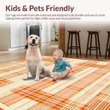 Ultra Soft Area Rug, Non Slip, Stain Resistant, Washable Area Rugs for Living Room, Bedroom, Chic Vibrant Curvilinear Motif(Orange)