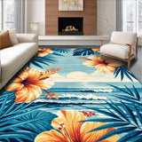 Ultra Soft Area Rug, Non Slip, Stain Resistant, Washable Area Rugs for Living Room, Bedroom, Exotic Botanical Graphic Design(Orange)