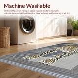 Ultra Soft Area Rug, Non Slip, Stain Resistant, Washable Area Rugs for Living Room, Bedroom, Minimalist Grey Animal Motif(Black)