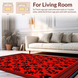 Ultra Soft Area Rug, Non Slip, Stain Resistant, Washable Area Rugs for Living Room, Bedroom, Contemporary Elegant Fluffy Pattern(Red)