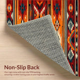 Ultra Soft Area Rug, Non Slip, Stain Resistant, Washable Area Rugs for Living Room, Bedroom, Rustic Earthy Southwestern Motif(Red)