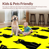 Ultra Soft Area Rug, Non Slip, Stain Resistant, Washable Area Rugs for Living Room, Bedroom, Trendy Graphic Cat Silhouette(Yellow)