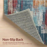 Ultra Soft Area Rug, Non Slip, Stain Resistant, Washable Area Rugs for Living Room, Bedroom, Grunge Chic Patterned Layer(Blue)