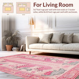 Ultra Soft Area Rug, Non Slip, Stain Resistant, Washable Area Rugs for Living Room, Bedroom, Playful Pastel Animal Aesthetic(Pink)