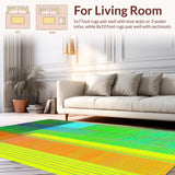 Ultra Soft Area Rug, Non Slip, Stain Resistant, Washable Area Rugs for Living Room, Bedroom, Soft Green Geometric Lines(Yellow)