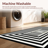 Ultra Soft Area Rug, Non Slip, Stain Resistant, Washable Area Rugs for Living Room, Bedroom, KaHouen Wide Stripe Area Rug(Black)