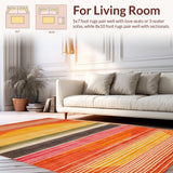 Ultra Soft Area Rug, Non Slip, Stain Resistant, Washable Area Rugs for Living Room, Bedroom, Whimsical Pastel Geometric Arrangement(Orange)