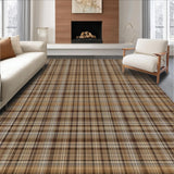 Ultra Soft Area Rug, Non Slip, Stain Resistant, Washable Area Rugs for Living Room, Bedroom, Chic Contemporary Plaid Aesthetic(Brown)