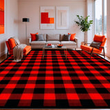 Layering Doormat Rug Buffalo Plaid Carpet Christmas Red Design(Red)