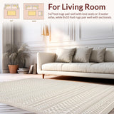 Ultra Soft Area Rug, Non Slip, Stain Resistant, Washable Area Rugs for Living Room, Bedroom, Rustic Tiled Patterned Appeal(Beige)