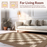 Ultra Soft Area Rug, Non Slip, Stain Resistant, Washable Area Rugs for Living Room, Bedroom, Elegant Neutral Patterned Texture(Beige)