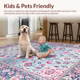 Ultra Soft Area Rug, Non Slip, Stain Resistant, Washable Area Rugs for Living Room, Bedroom, Sophisticated Whimsical Tiled Aesthetic(Blue)