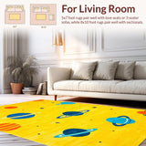 Ultra Soft Area Rug, Non Slip, Stain Resistant, Washable Area Rugs for Living Room, Bedroom, Nebula Inspired Playful Graphics(Yellow)