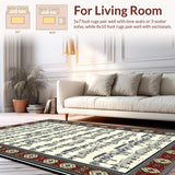 Ultra Soft Area Rug, Non Slip, Stain Resistant, Washable Area Rugs for Living Room, Bedroom, Bold Retro Rhythm Pattern Aesthetic(Red)