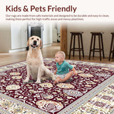 Ultra Soft Area Rug, Non Slip, Stain Resistant, Washable Area Rugs for Living Room, Bedroom, Abstract Red Beige Indoor Area(Red)