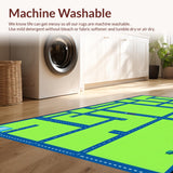 Ultra Soft Area Rug, Non Slip, Stain Resistant, Washable Area Rugs for Living Room, Bedroom, Colorful Cityscape Adventure Mat(Green)