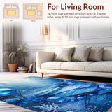 Ultra Soft Area Rug, Non Slip, Stain Resistant, Washable Area Rugs for Living Room, Bedroom, Contemporary Textured Surface Design(Blue)