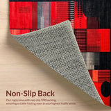 Ultra Soft Area Rug, Non Slip, Stain Resistant, Washable Area Rugs for Living Room, Bedroom, Sophisticated Geometric Frequency Lines(Red)