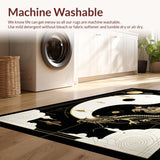 Ultra Soft Area Rug, Non Slip, Stain Resistant, Washable Area Rugs for Living Room, Bedroom, Artful Black and White Dragon Motif(Gold)