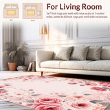 Ultra Soft Area Rug, Non Slip, Stain Resistant, Washable Area Rugs for Living Room, Bedroom, Serene Floral Embrace Aesthetic(Pink)