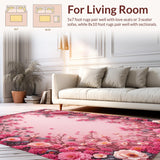 Ultra Soft Area Rug, Non Slip, Stain Resistant, Washable Area Rugs for Living Room, Bedroom, Pastel Coquette Rose Toilet Mat for Small Spaces(Pink)