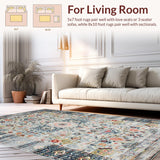 Ultra Soft Area Rug, Non Slip, Stain Resistant, Washable Area Rugs for Living Room, Bedroom, Cozy Neutral Toned Abstract Design(Gray)