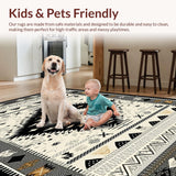 Ultra Soft Area Rug, Non Slip, Stain Resistant, Washable Area Rugs for Living Room, Bedroom, Sophisticated Black and Cream Design(Gray)