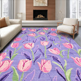 Ultra Soft Area Rug, Non Slip, Stain Resistant, Washable Area Rugs for Living Room, Bedroom, Bright Tulip Springtime Visual Delight(Purple)