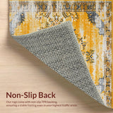 Ultra Soft Area Rug, Non Slip, Stain Resistant, Washable Area Rugs for Living Room, Bedroom, Elegant Distressed Artful Arrangement(Yellow)