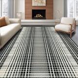 Ultra Soft Area Rug, Non Slip, Stain Resistant, Washable Area Rugs for Living Room, Bedroom, Striped Entry Pathway Rug Modern Contrast Patterned Accent Mat Decor(Black)