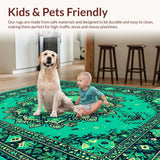 Ultra Soft Area Rug, Non Slip, Stain Resistant, Washable Area Rugs for Living Room, Bedroom, Boho Medallion Forest Green Living Room Rug(Green)