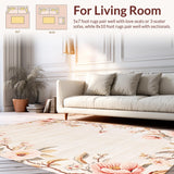 Ultra Soft Area Rug, Non Slip, Stain Resistant, Washable Area Rugs for Living Room, Bedroom, Rustic Warm Floral Accents(Beige)