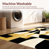 Ultra Soft Area Rug, Non Slip, Stain Resistant, Washable Area Rugs for Living Room, Bedroom, Abstract Pattern Kitchen Throw with Gold Highlights(Gold)