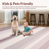 Ultra Soft Area Rug, Non Slip, Stain Resistant, Washable Area Rugs for Living Room, Bedroom, Artful Serene Beachy Stripe Scheme(Purple)