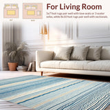 Ultra Soft Area Rug, Non Slip, Stain Resistant, Washable Area Rugs for Living Room, Bedroom, Elegant Sky Blue Wave Motif(Blue)